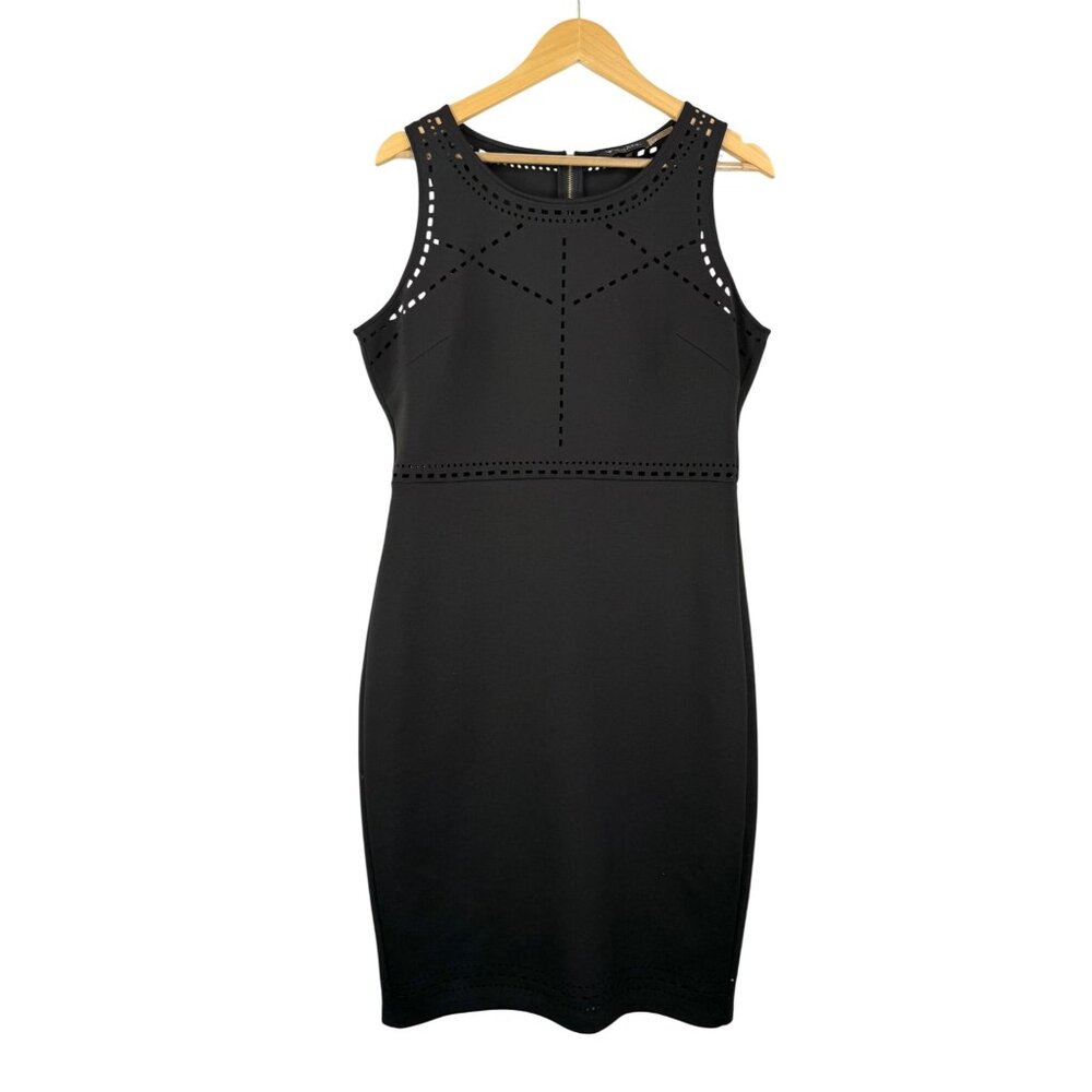 Guess classic scuba dress black cut out detail work office‎ 90s sz 14